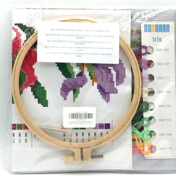 KRAFTEX Floral Stamped Cross Stitch Kits for Beginners 3 Pack NEW - Picture 2 of 4